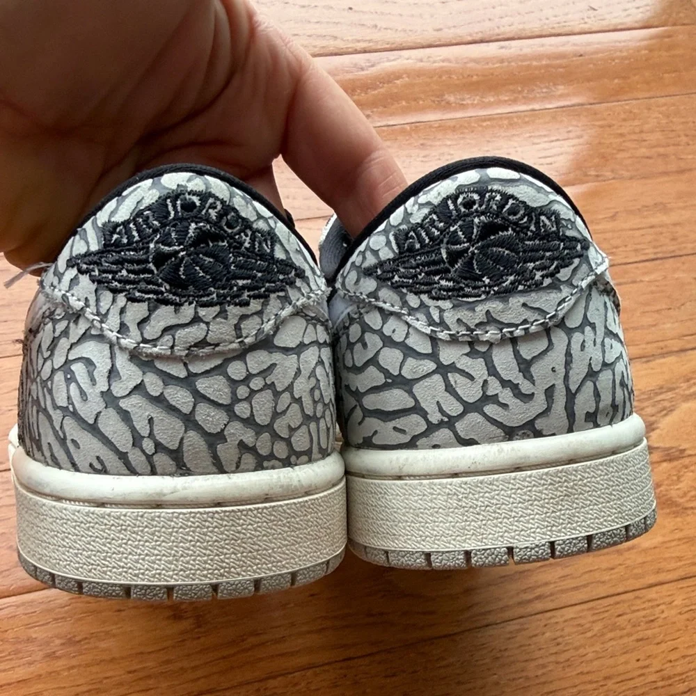 Nike Air Jordan 1 Retro Low OG Black Cement Elephant Print Sneaker Women’s 7